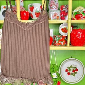 Boho fairycore cottagecore top sheer floral lace trim along the bust and hem!